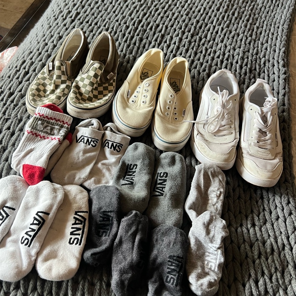 Vans Checkered and Solid Sneakers with Socks Set
